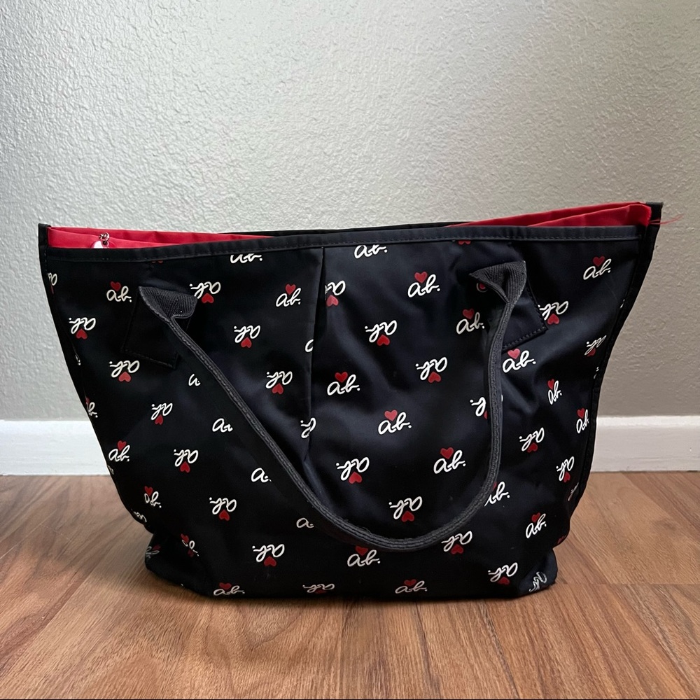 Agnes B Voyage Tote Bag Black & Red Large Logo Summer Travel Carry All Purse